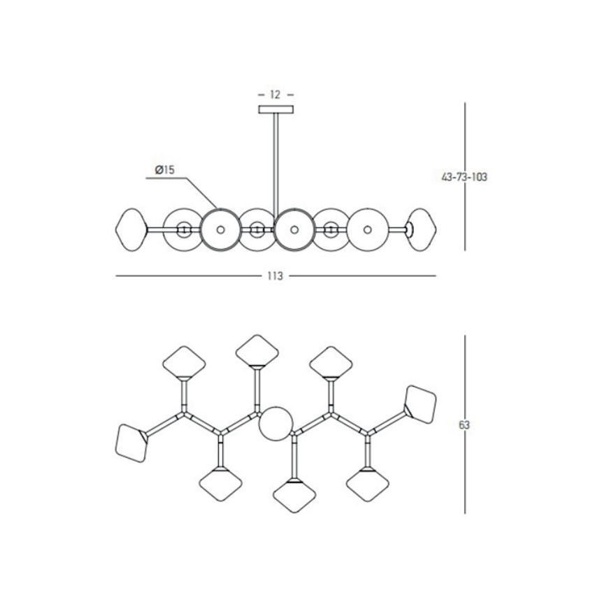 Zambelis 23023 - Suspension-barre 8xG9/5W/230V doré