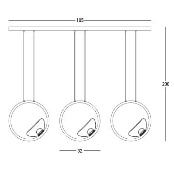 Zambelis 23029 - Dimbare LED hanglamp aan een koord 3xLED/7W/230V 3000K goud