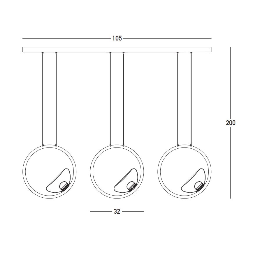 Zambelis 23029 - Suspension filaire à intensité variable 3xLED/7W/230V 3000K doré