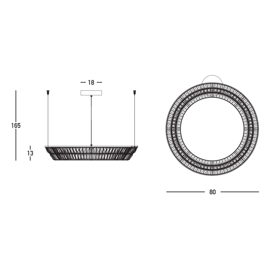 Zambelis 23048 - LED Dimbaar kristal Hanglamp aan een touw LED/55W/230V CRI 90 3000K diameter 80 cm messing