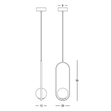 Zambelis 23135 - Suspension filaire 1xG9/7W/230V 12x20 cm doré