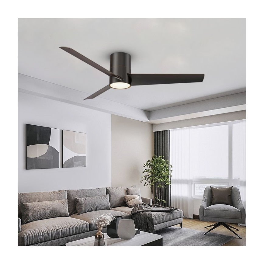 ZEVENTI - Ventilateur de plafond BARROSA LED/18W/230V Wi-Fi Tuya noir + télécommande