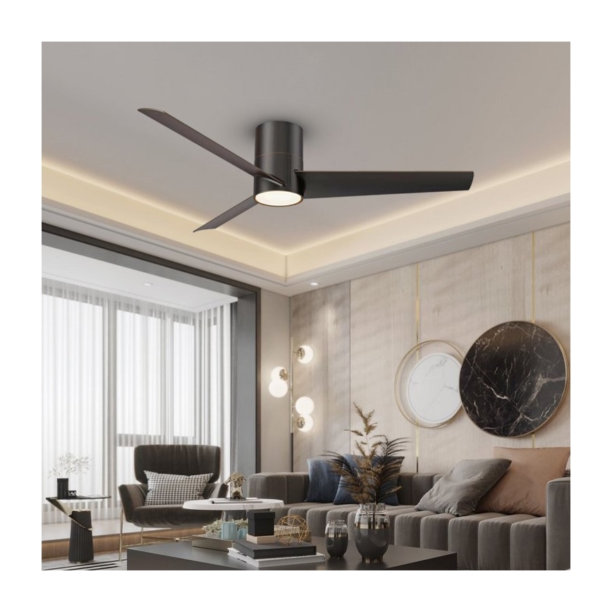 ZEVENTI - Ventilateur de plafond BARROSA LED/18W/230V Wi-Fi Tuya noir + télécommande