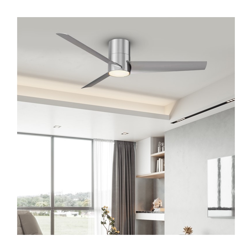 ZEVENTI - Ventilateur de plafond BARROSA LED/18W/230V Wi-Fi Tuya chrome + télécommande