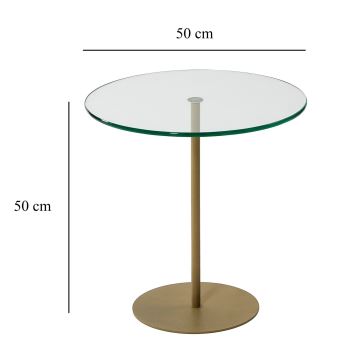 Zijtafel CHILL 50x50 cm goud/doorzichtig