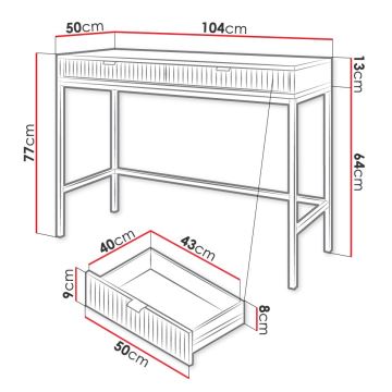 Zijtafel NOVA 77x104 cm zwart/goud