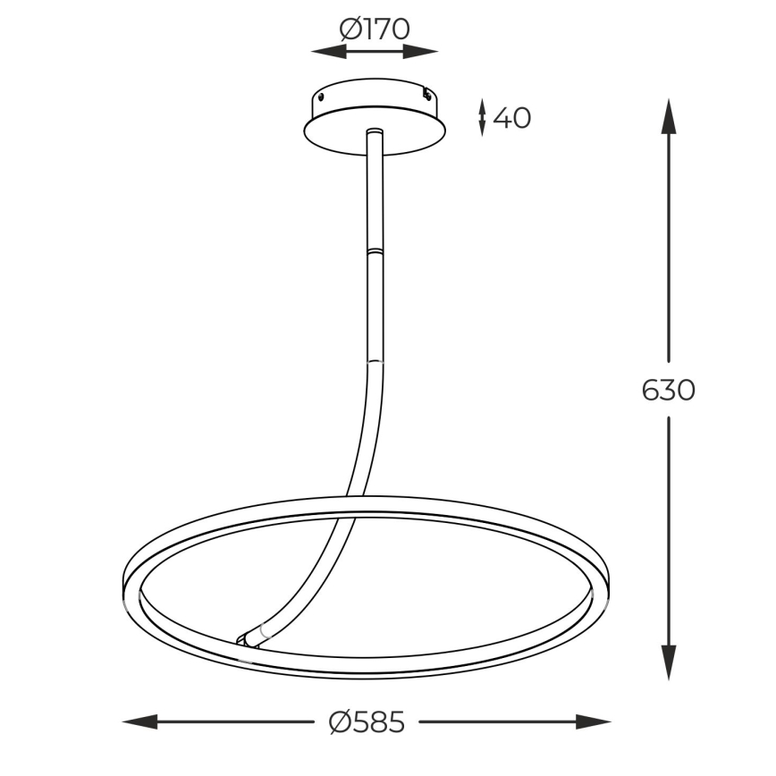 Zuma Line - LED Hanglamp met vaste pendel LED/30W/230V zwart