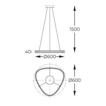 Zuma Line - Suspension filaire à intensité variable en cristal LED/25W/230V 2700-6000K + télécommande