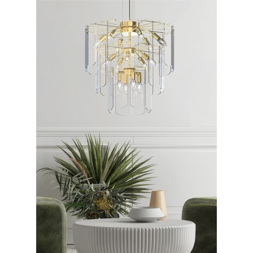 Zuma Line - Hanglamp aan een koord 14xE14/40W/230V goud