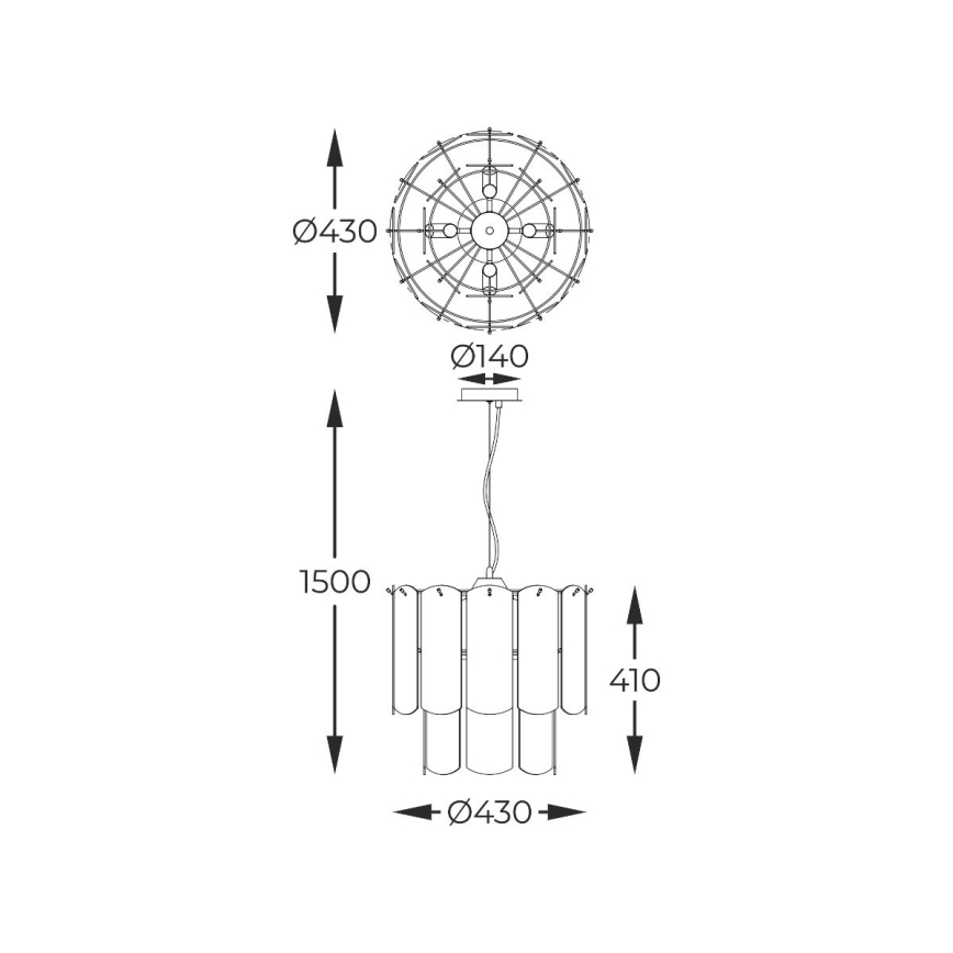 Zuma Line - Hanglamp aan een koord 8xE14/40W/230V goud