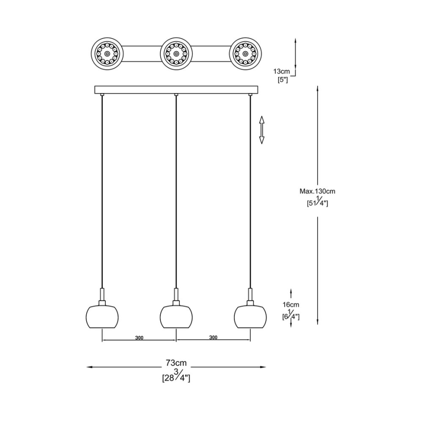 Zuma Line - Suspension filaire en cristal 3xG9/42W/230V