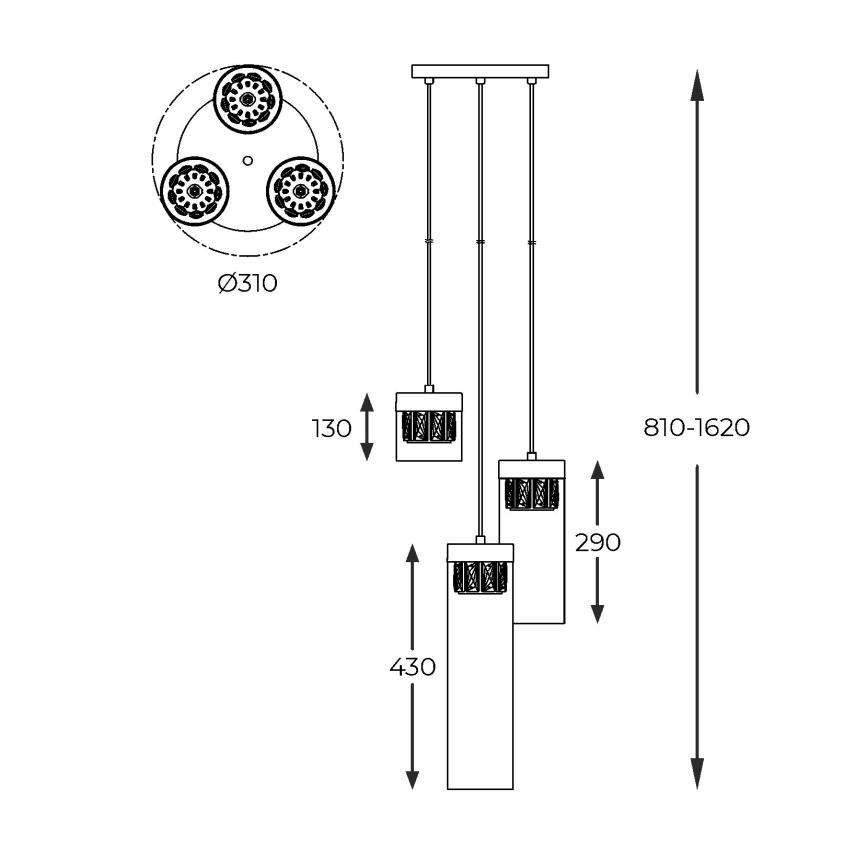 Zuma Line - Suspension filaire 3xG9/28W/230V laiton