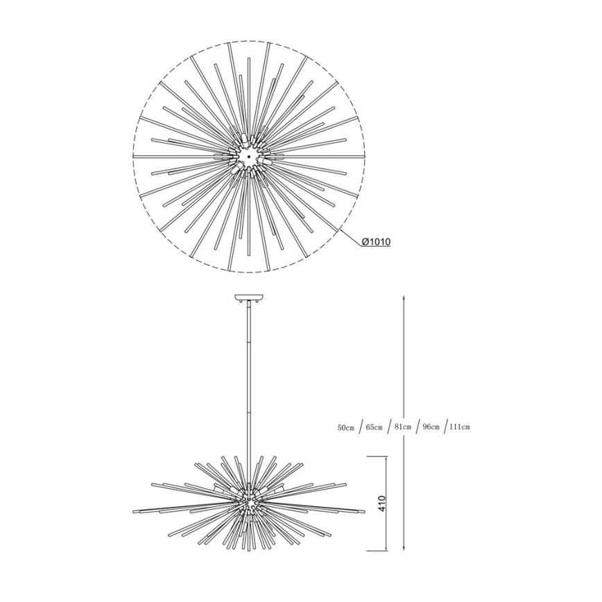 Zuma Line - Suspension-barre 9xG9/42W/230V doré