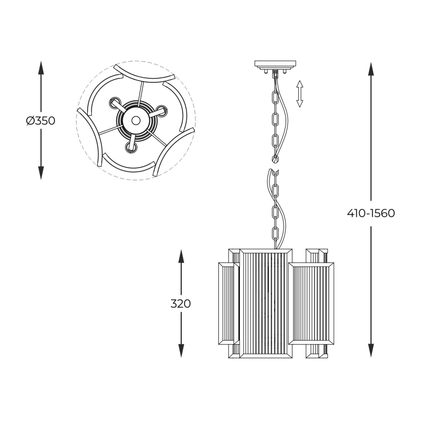 Zuma Line - Hanglamp aan een ketting 3xE14/60W/230V goud