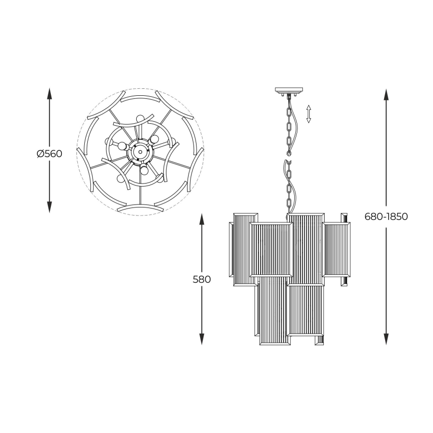 Zuma Line - Hanglamp aan een ketting 8xE14/60W/230V goud