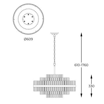 Zuma Line - Hanglamp aan een ketting 12xG9/28W/230V diameter 60 cm goud