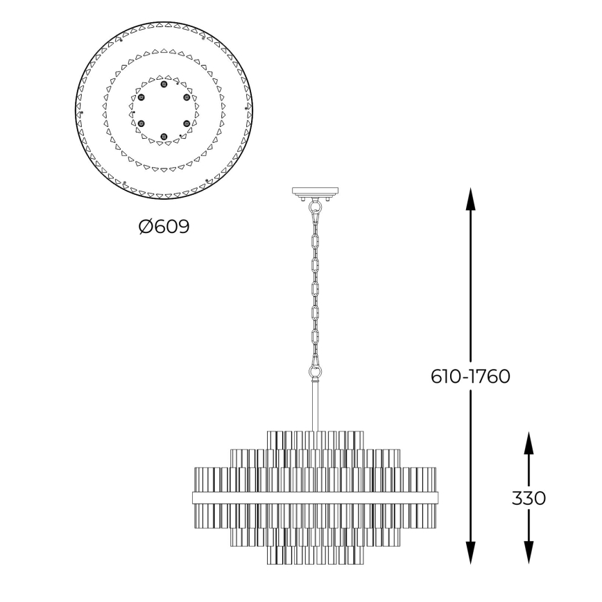 Zuma Line - Hanglamp aan een ketting 12xG9/28W/230V diameter 60 cm goud