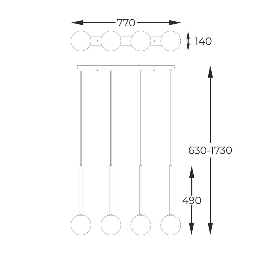 Zuma Line - Hanglamp aan een koord 4xG9/4W/230V goud