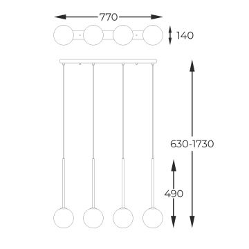 Zuma Line - Hanglamp aan een koord 4xG9/4W/230V zwart