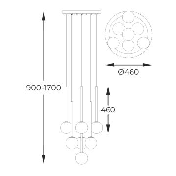 Zuma Line - Hanglamp aan een koord 7xG9/4W/230V goud