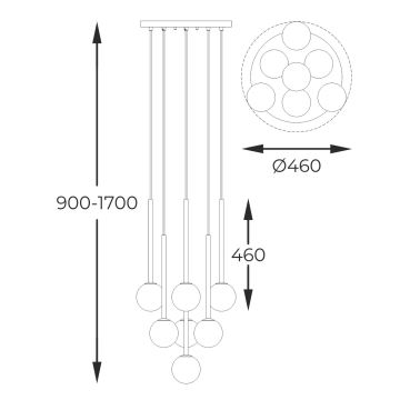 Zuma Line - Hanglamp aan een koord 7xG9/4W/230V zwart