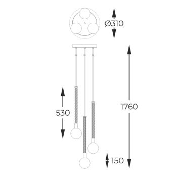 Zuma Line - Hanglamp aan een koord 3xG9/6W/230V messing