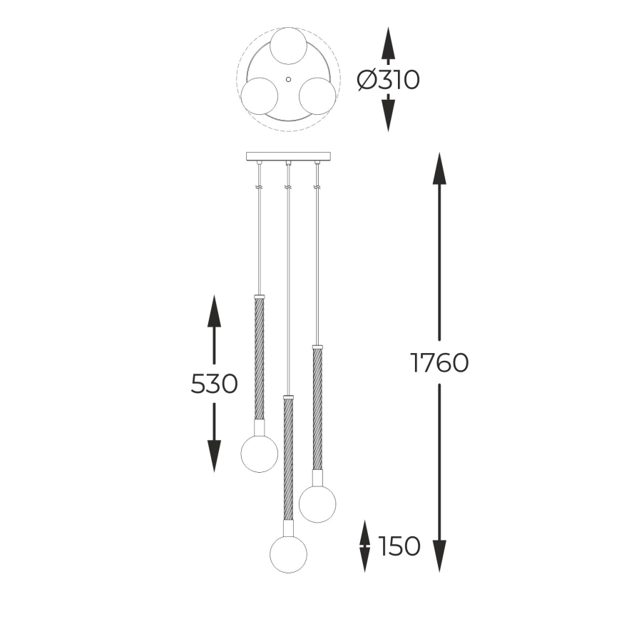 Zuma Line - Hanglamp aan een koord 3xG9/6W/230V messing