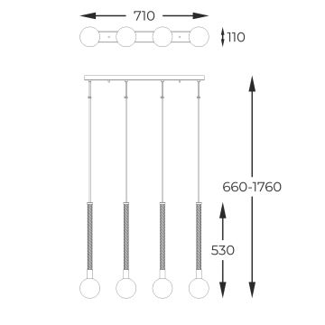 Zuma Line - Hanglamp aan een koord 4xG9/6W/230V messing