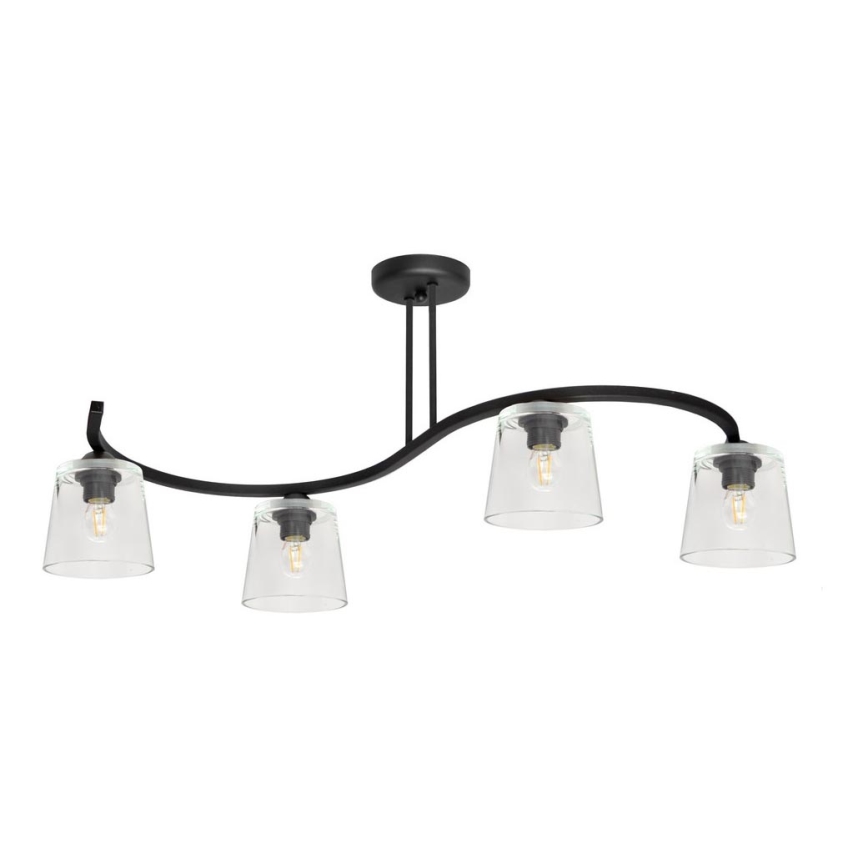 Zwarte Doorzichte Opbouw plafondlamp LUCEA 4x E27 / 60W / 230V