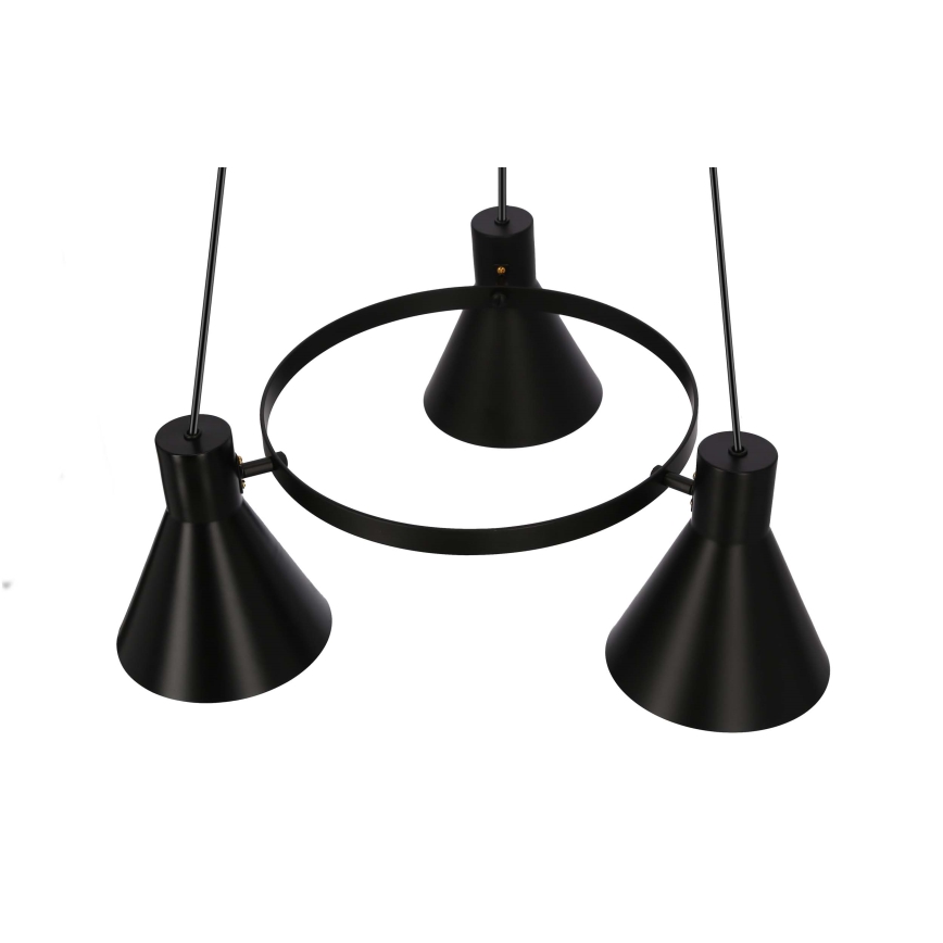 Zwarte Hanglamp aan koord MORE 3x E27 / 40W / 230V