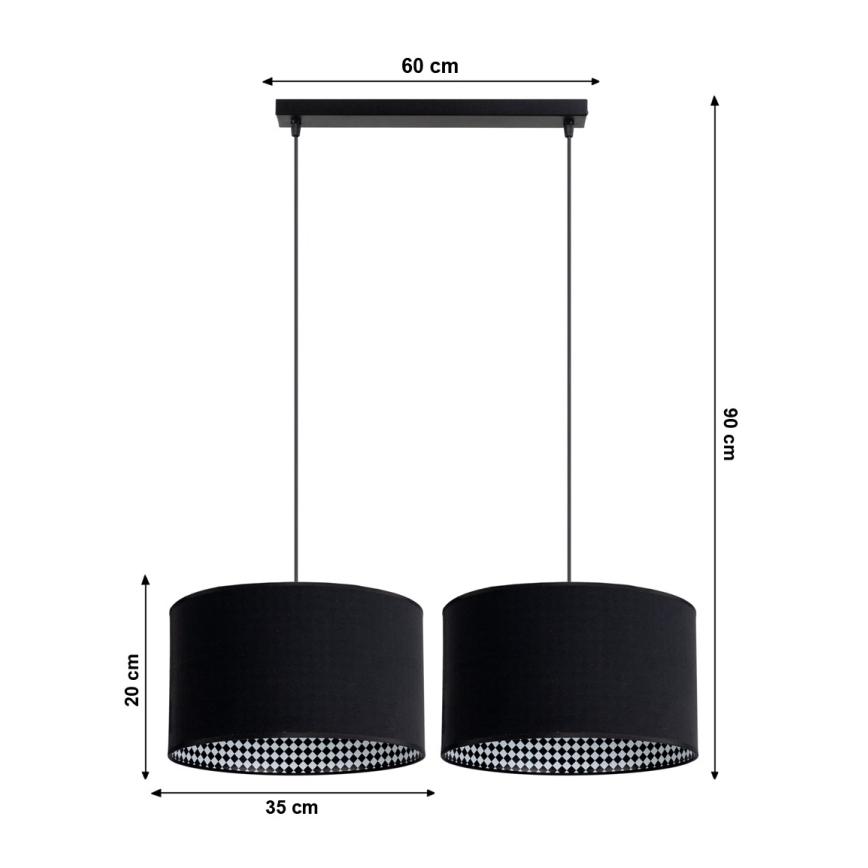 Zwarte hanglamp LORI 2 × E27 / 60W / 230V