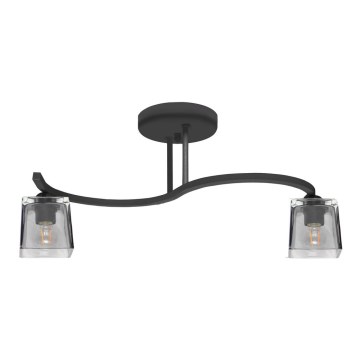 Zwarte Opbouw plafondlamp SANTOS 2x E27 / 60W / 230V