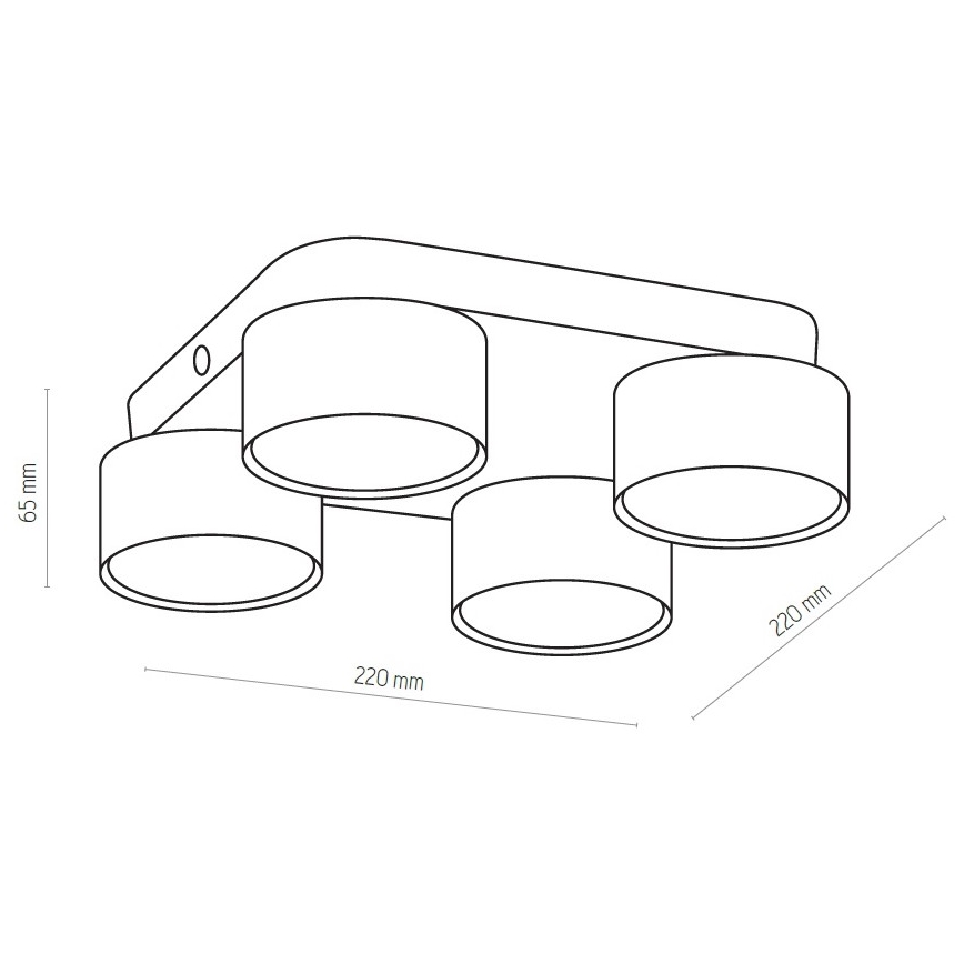 Zwarte Plafondlamp SPACE 4x GX53 / 15W / 230V